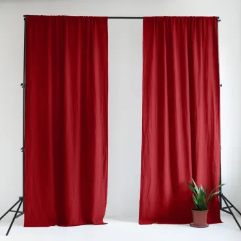 Draperie rosie din in 140x330 cm Lava Falls - Linen Tales imagine