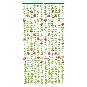 Draperie rosie-verde 90x190 cm cu prindere la usa Roses - Maximex imagine