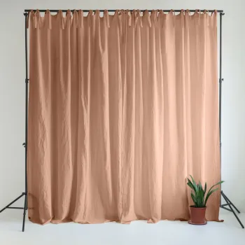 Draperie roz/maro din in 140x200 cm Cafe Creme - Linen Tales imagine