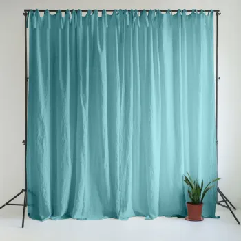 Draperie turcoaz din in 140x300 cm Coastal Blue - Linen Tales imagine