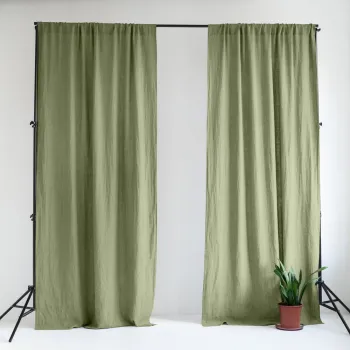 Draperie verde-deschis din in 140x330 cm Sage - Linen Tales imagine