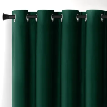 Draperie verde-inchis dimout (semi-opaca) din catifea 140x270 cm Eyelets - Restilo imagine