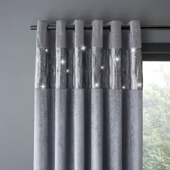 Draperii gri 2 buc. 168x137 cm Crushed Velvet Glamour Sequin - Catherine Lansfield imagine