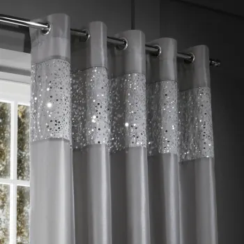 Draperii gri 2 buc. din microsatin 229x229 cm Glitzy Sequin - Catherine Lansfield imagine