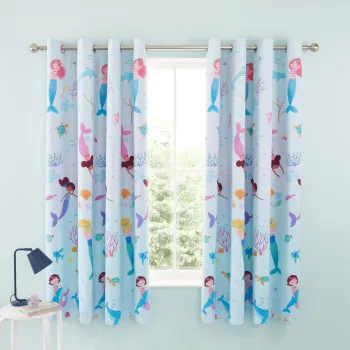 Draperii pentru copii albastre 2 buc. 168x183 cm Mermaid - Catherine Lansfield imagine