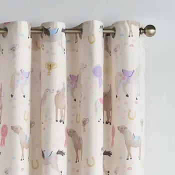 Draperii pentru copii crem 2 buc. 168x183 cm Happy Horses aEURCatherine Lansfield imagine