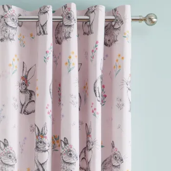 Draperii pentru copii roz 2 buc. 168x183 cm Bunny Tails Ditsy Flowers - Catherine Lansfield imagine