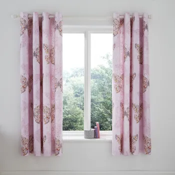 Draperii pentru copii roz 2 buc. 168x183 cm Enchanted Butterfly - Catherine Lansfield imagine