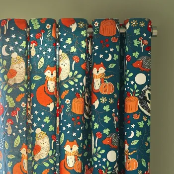 Draperii pentru copii verzi/maro 2 buc. 168x183 cm Fox and Woodland Friends - Catherine Lansfield imagine