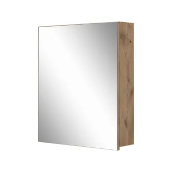 Dulap de baie in culoare naturala suspendat/cu oglinda cu aspect de lemn de stejar 60x70 cm Wisla - Storaa imagine