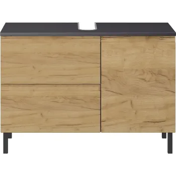 Dulap gri inchis sub chiuveta cu aspect de stejar 80x56 cm Salinas - Germania imagine