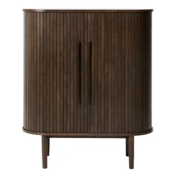 Dulap in culoare naturala inchisa cu aspect de lemn de stejar cu usa glisanta 100x118x40 cm Meta - Unique Furniture imagine