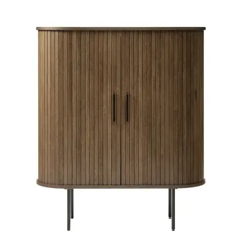 Dulap maro cu aspect de lemn de stejar cu usa glisanta 100x118 cm Nola - Unique Furniture imagine