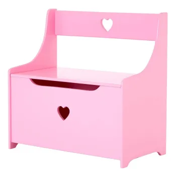 Dulap pentru copii roz cu banca 60x62x34 cm Pink Heart - Premier Housewares imagine