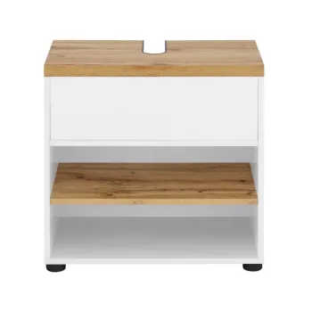 Dulap sub chiuveta alb cu aspect de lemn de stejar 60x57 cm Thessa - Storaa imagine