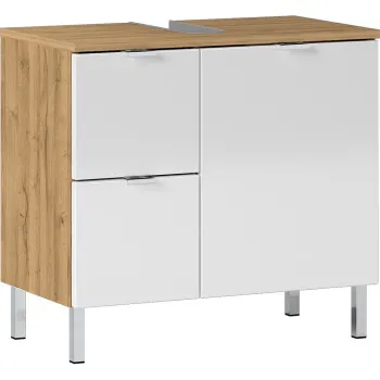 Dulap sub chiuveta in decor de stejar Germania Mauresa, latime 60 cm, alb imagine