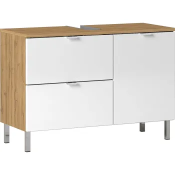 Dulap sub chiuveta in decor de stejar Germania Mauresa, latime 80 cm, alb imagine