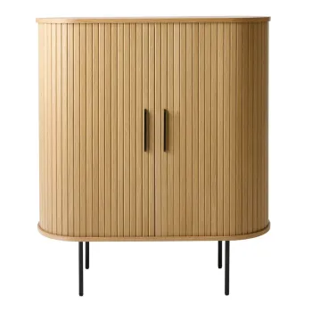 Dulap vinoteca in culoare naturala cu aspect de lemn de stejar cu usa glisanta 100x118x40 cm Nola - Unique Furniture imagine