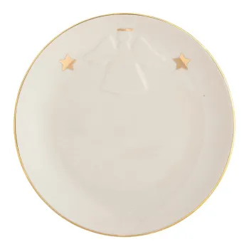 Farfurie alba pentru desert din gresie o 16 cm cu model de Craciun Starry - Bloomingville imagine