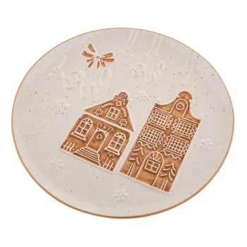 Farfurie alba pentru servire din ceramica o 26 cm cu model de Craciun Christmas cottage - Dakls imagine