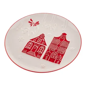 Farfurie alba pentru servire din ceramica o 26 cm cu model de Craciun Christmas cottage - Dakls imagine