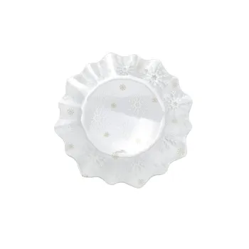 Farfurie pentru servire din sticla o 19,5 cm cu model de Craciun Frosty Flakes - Dakls imagine