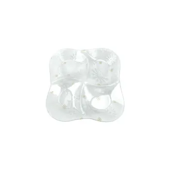 Farfurie pentru servire din sticla o 28,5 cm cu model de Craciun Frosty Flakes - Dakls imagine