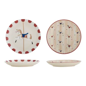 Farfurii crem 2 buc. pentru desert din gresie o 16 cm cu model de Craciun Merry-go-round - Bloomingville imagine
