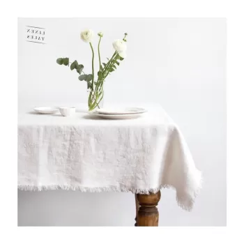 Fata de masa alba din in 140x140 cm - Linen Tales imagine
