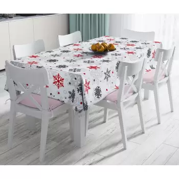 Fata de masa din amestec de bumbac cu model de Craciun Minimalist Cushion Covers Red Christmas, 140 x 180 cm imagine