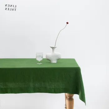 Fata de masa din in 140x140 cm True Green - Linen Tales imagine