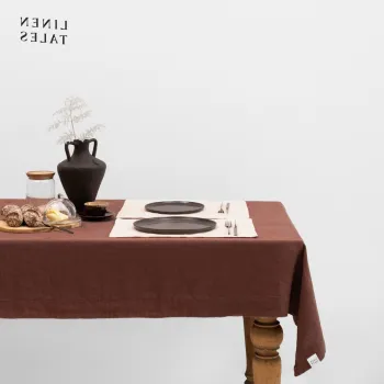 Fata de masa din in 140x200 cm Chocolate - Linen Tales imagine