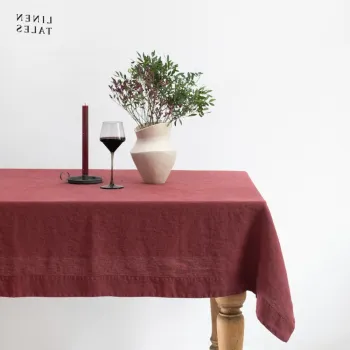 Fata de masa din in 140x200 cm Marsala - Linen Tales imagine