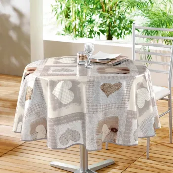 Fata de masa lavabila din PVC o 160 cm Cosy Coeur - douceur d'interieur imagine