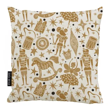 Fata de perna 45x45 cm cu model de Craciun Golden Nut Cracker - Butter Kings imagine