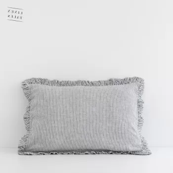 Fata de perna alb-negru din in 50x60 cm - Linen Tales imagine