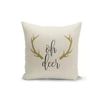 Fata de perna decorativa cu model de Craciun Kate Louise Christmas Noel, 43 x 43 cm, bej imagine
