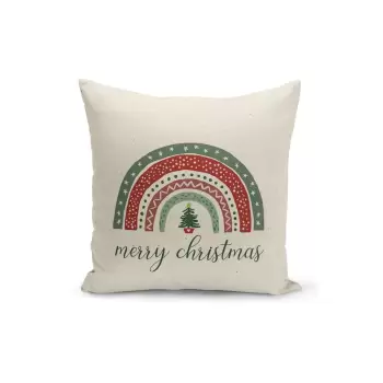 Fata de perna decorativa cu model de Craciun Kate Louise Christmas Noel, 43 x 43 cm, bej imagine