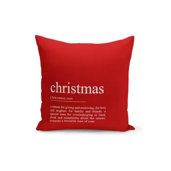 Fata de perna decorativa cu model de Craciun Kate Louise Christmas Noel, 43 x 43 cm, rosu imagine