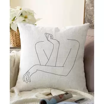 Fata de perna din amestec de bumbac Minimalist Cushion Covers Pose, 55 x 55 cm imagine