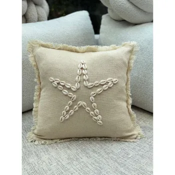 Fata de perna din bumbac 43x43 cm Seashells - Mioli Decor imagine