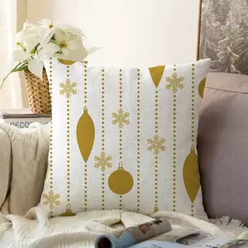Fata de perna din chenille cu model de Craciun Minimalist Cushion Covers Christmas Ornaments, 55 x 55 cm imagine