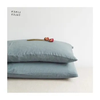 Fata de perna din in 40x40 cm Blue Fog - Linen Tales imagine