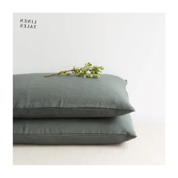 Fata de perna din in 40x60 cm Forest Green - Linen Tales imagine