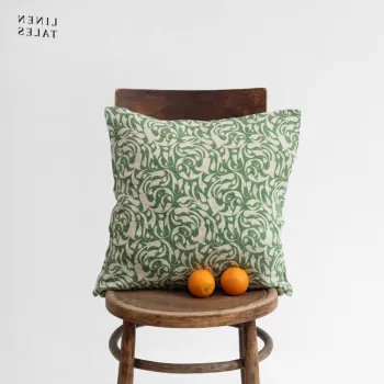 Fata de perna din in 45x45 cm Evergreen Damask - Linen Tales imagine