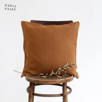 Fata de perna din in 45x45 cm Hazelnut - Linen Tales imagine