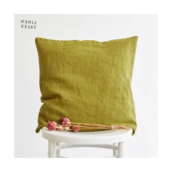 Fata de perna din in 45x45 cm Moss Green - Linen Tales imagine