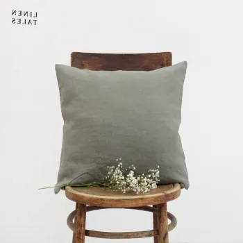 Fata de perna din in 50x50 cm Khaki - Linen Tales imagine