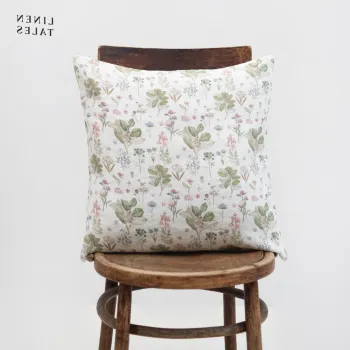 Fata de perna din in 50x50 cm White Botany - Linen Tales imagine