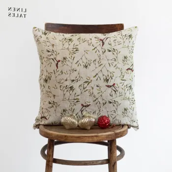 Fata de perna din in cu model de Craciun 40x60 cm - Linen Tales imagine